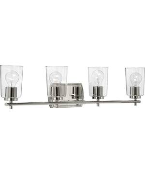 Adley 4-Light Clear Glass New Traditional Bath Vanity Light Polished Nickel