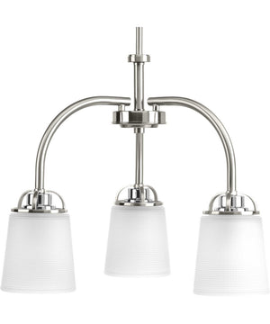 West Village 3-Light Etched Double Prismatic Glass Farmhouse Chandelier Light Brushed Nickel