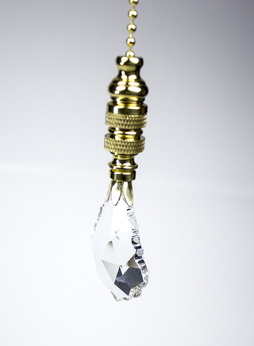 Crystal Gothic Cross Ceiling Fan Pull, 2.75"h with 12" Polished Brass Chain