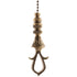 Antique Metal Reeded Loop Ceiling Fan Pull, 3.75"h with 12" Antiqued Brass Chain