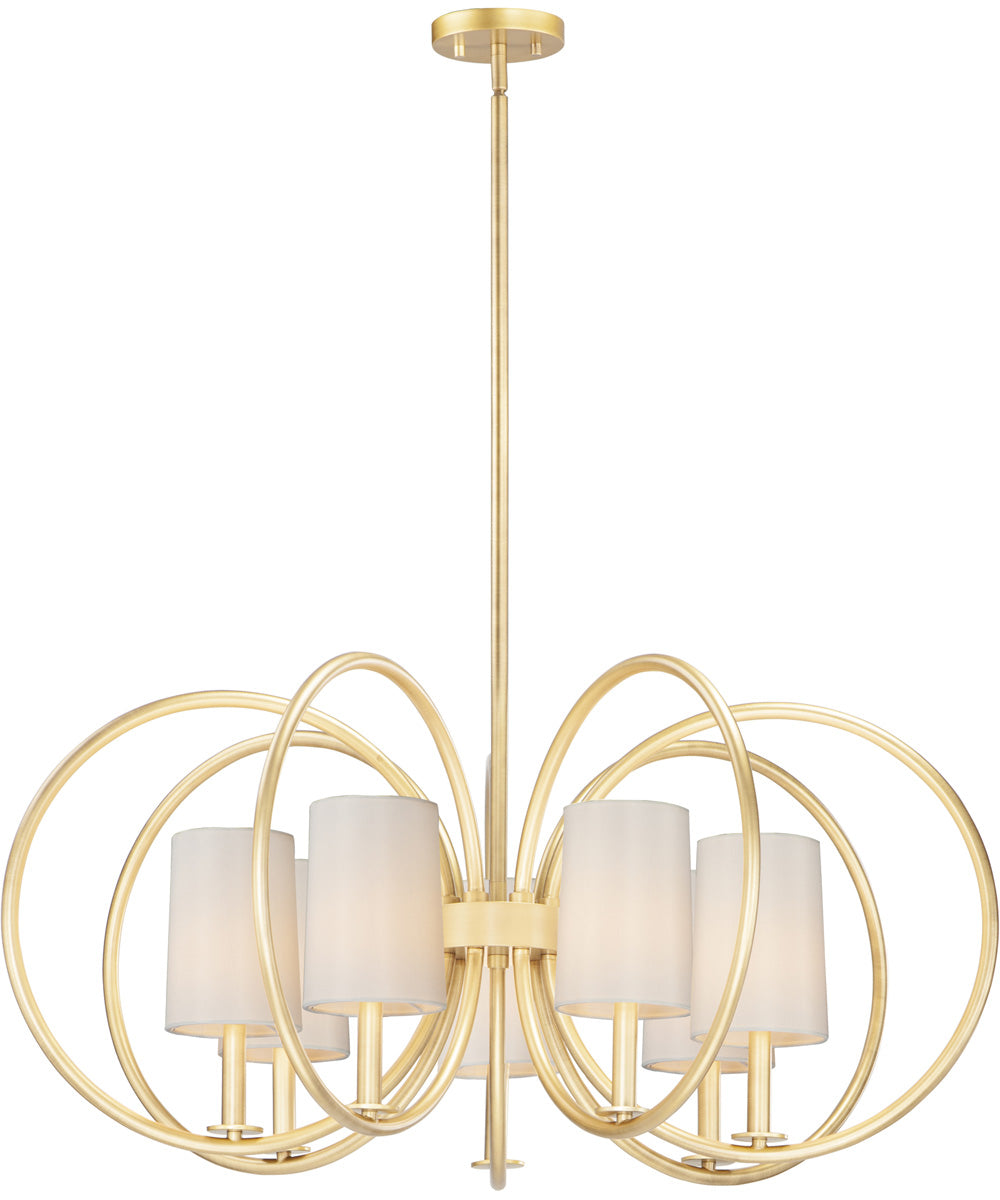 36"W Meridian 7-Light Chandelier Natural Aged Brass