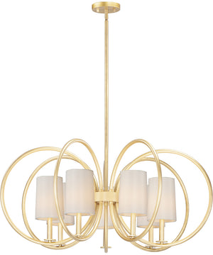 36"W Meridian 7-Light Chandelier Natural Aged Brass