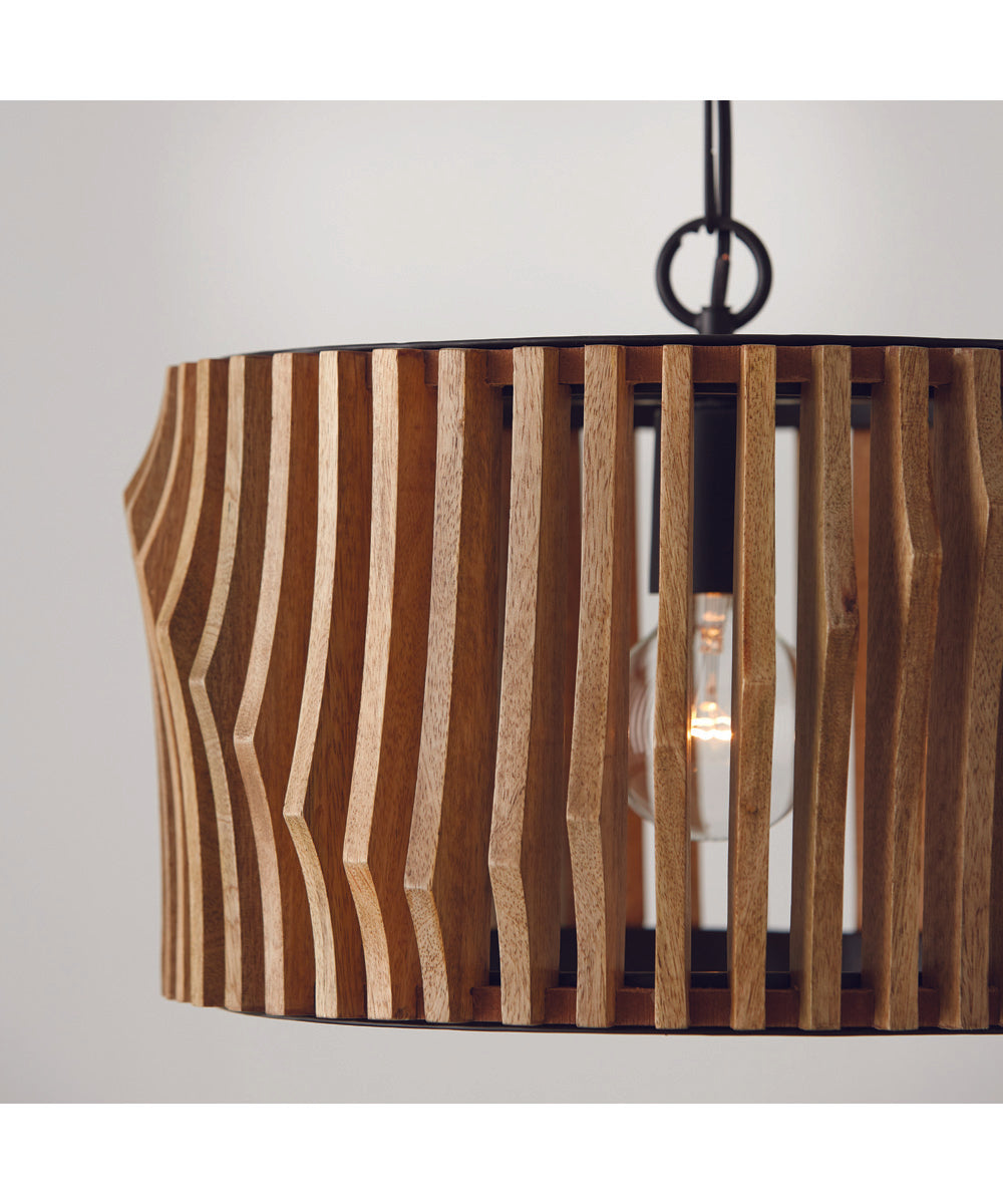Archer 1-Light Semi-Flush Light Wood and Matte Black