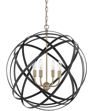 Axis 4-Light Pendant In Aged Brass And Black