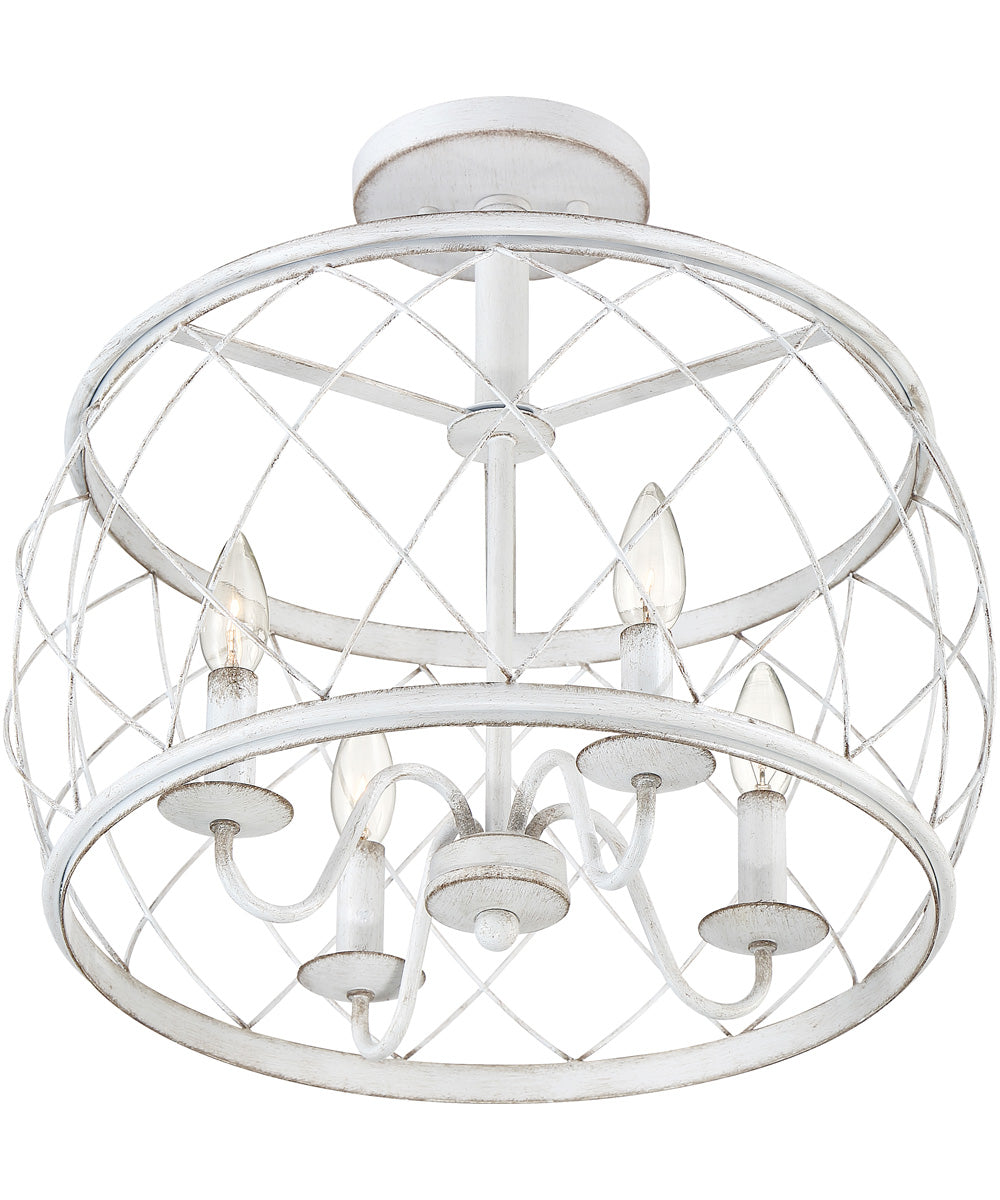 Dury Medium 4-light Semi Flush Mount Antique White