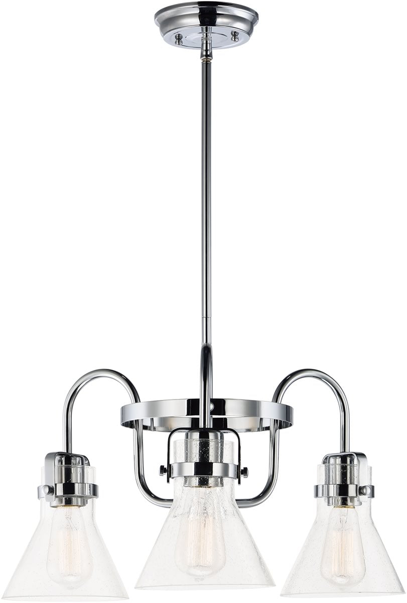 24"W Seafarer 3-Light Chandelier With Bulbs Polished Chrome