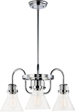 24"W Seafarer 3-Light Chandelier With Bulbs Polished Chrome