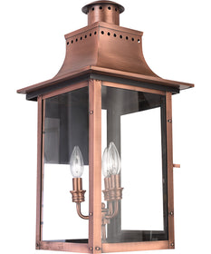 Chalmers Large 3-light Outdoor Wall Light Aged Copper