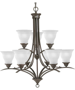 Trinity 9-Light Etched Glass Traditional Chandelier Light Antique Bronze
