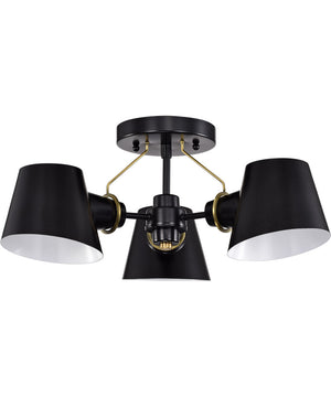 Baxter 3-Light Close-to-Ceiling Black / Burnished Brass
