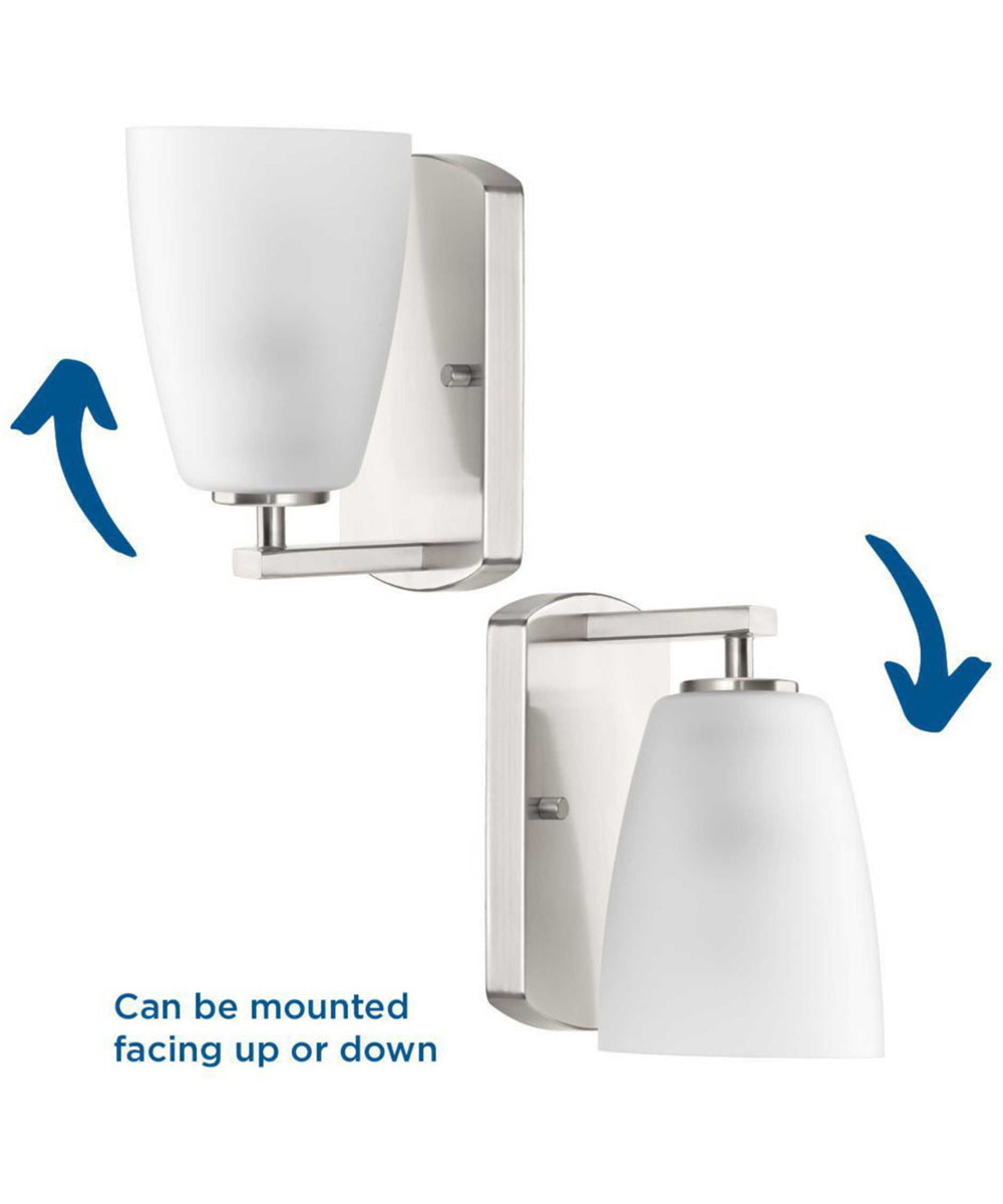 Leap 1-Light Etched Glass Modern Bath Vanity Light Brushed Nickel