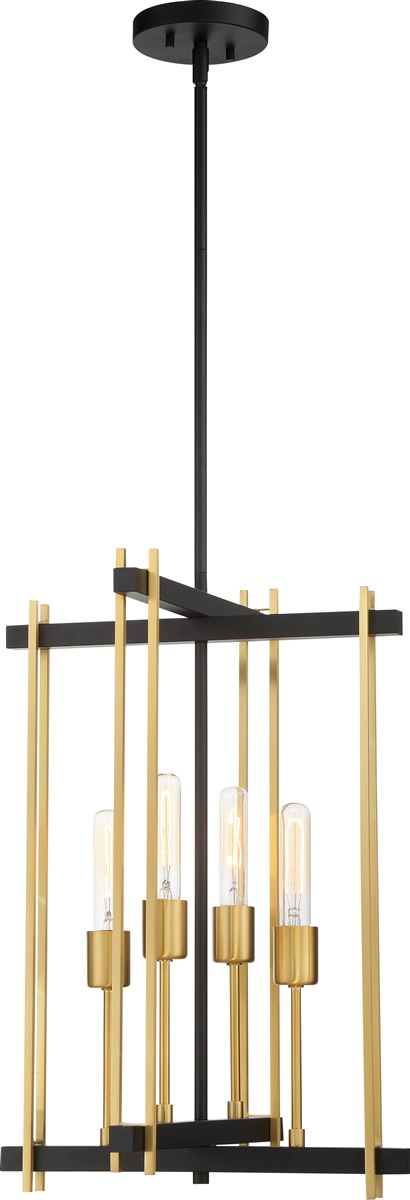 15"W Marion 4-Light Pendant Aged Bronze / Natural Bronze