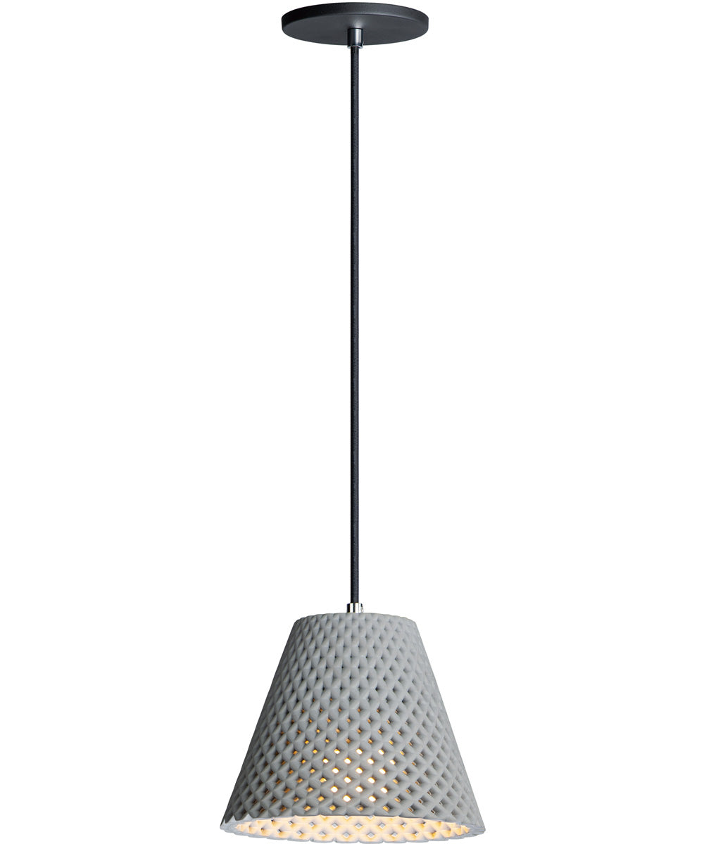 9"W Woven 1-Light Pendant Gray / Black