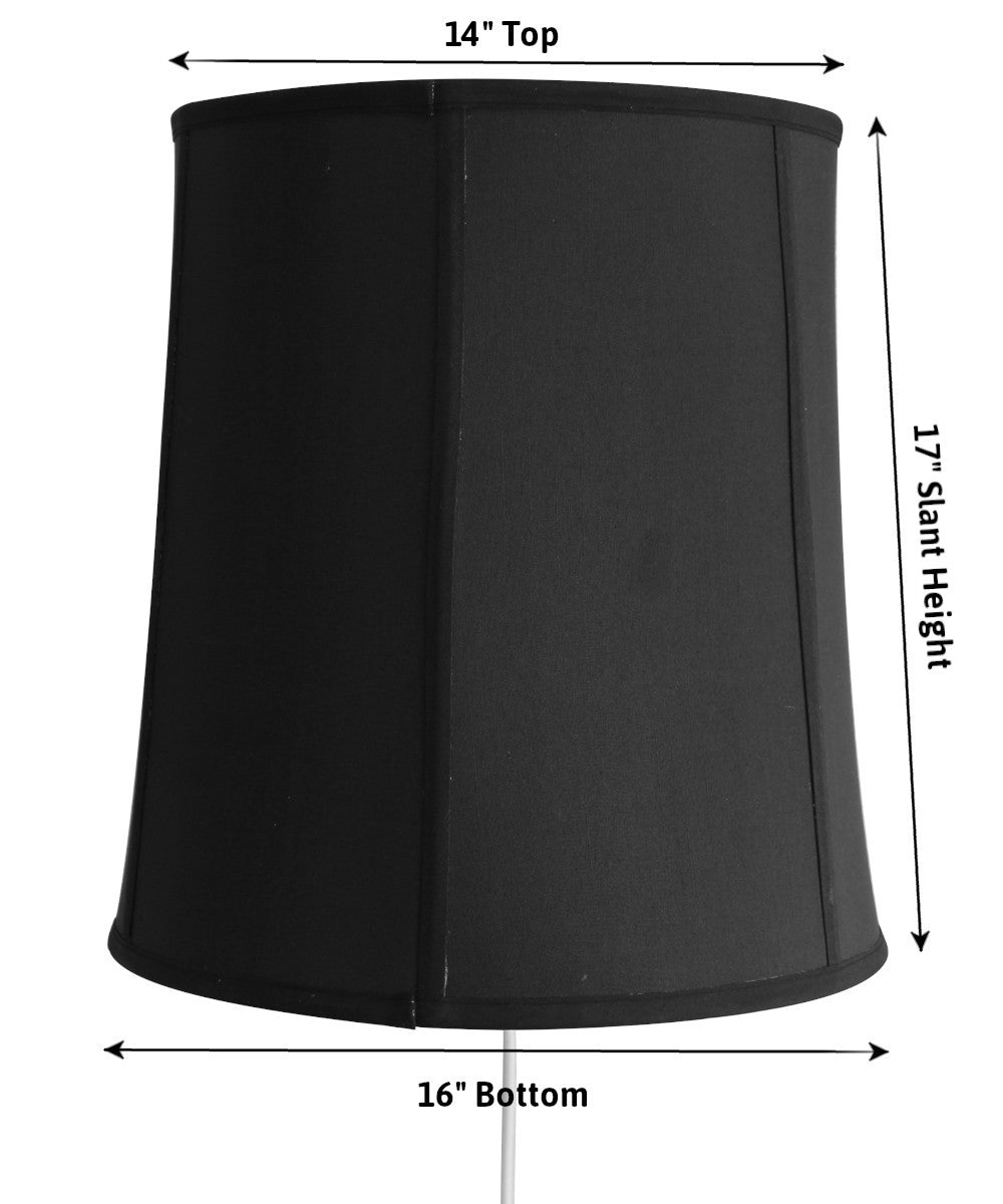 16"W Floating Shade Plug-In Wall Light Black Shantung Fabric