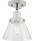 Hinton 1-Light Clear Seeded Glass Vintage Style Ceiling Light Polished Nickel