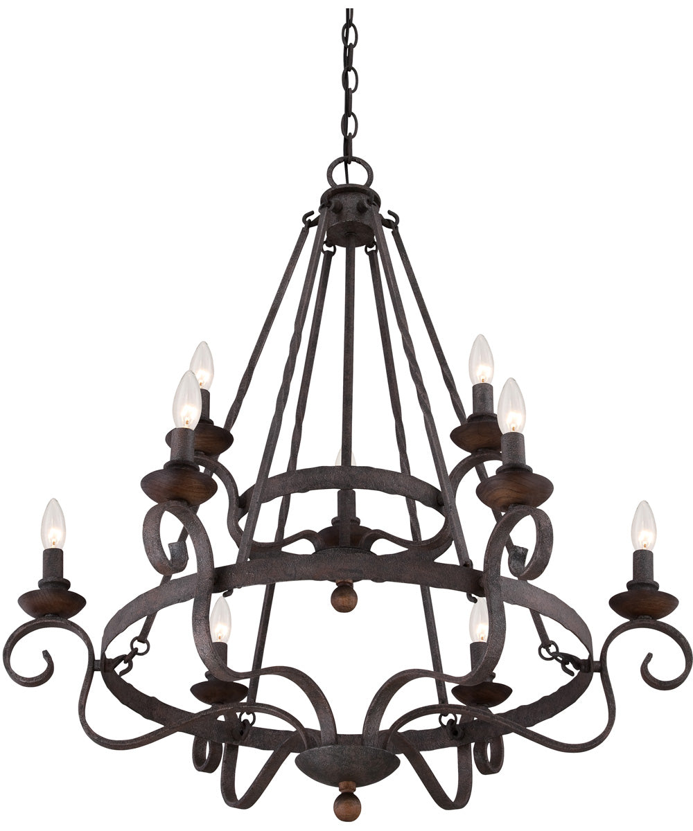 Noble 9-light Chandelier Rustic Black