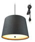 14"W 2 Light Swag Plug-In Pendant  Drum Granite Gray Burlap with Diffuser Black Cord