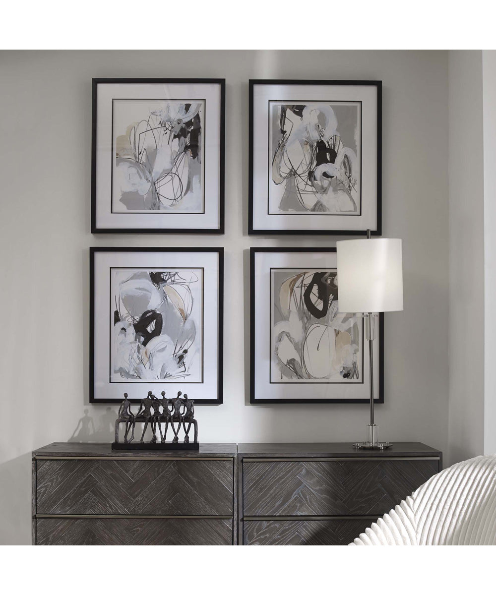 Tangled Threads Abstract Framed Prints, Set of 4