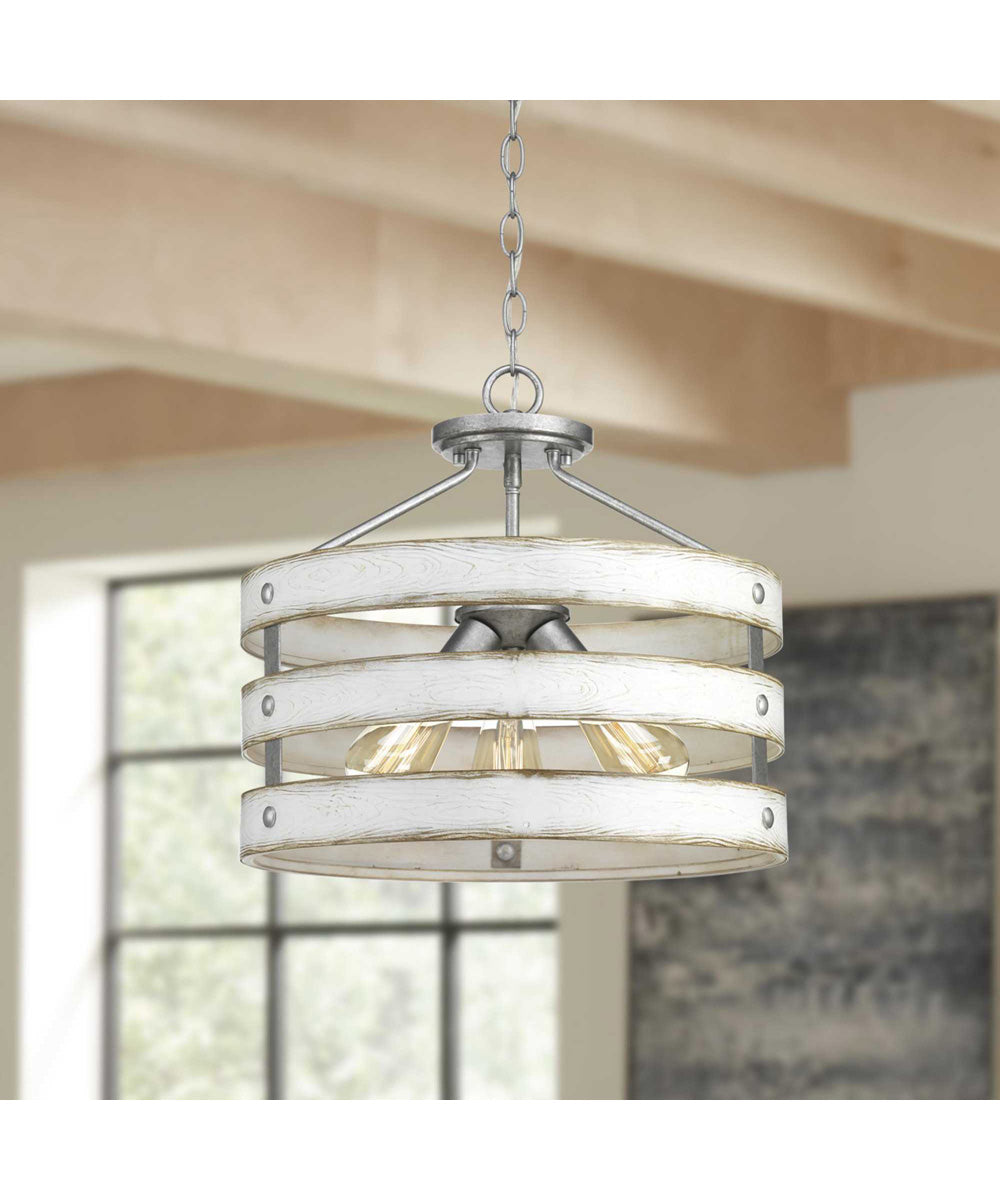 Gulliver 3-Light 17" Semi-Flush Convertible Galvanized Finish