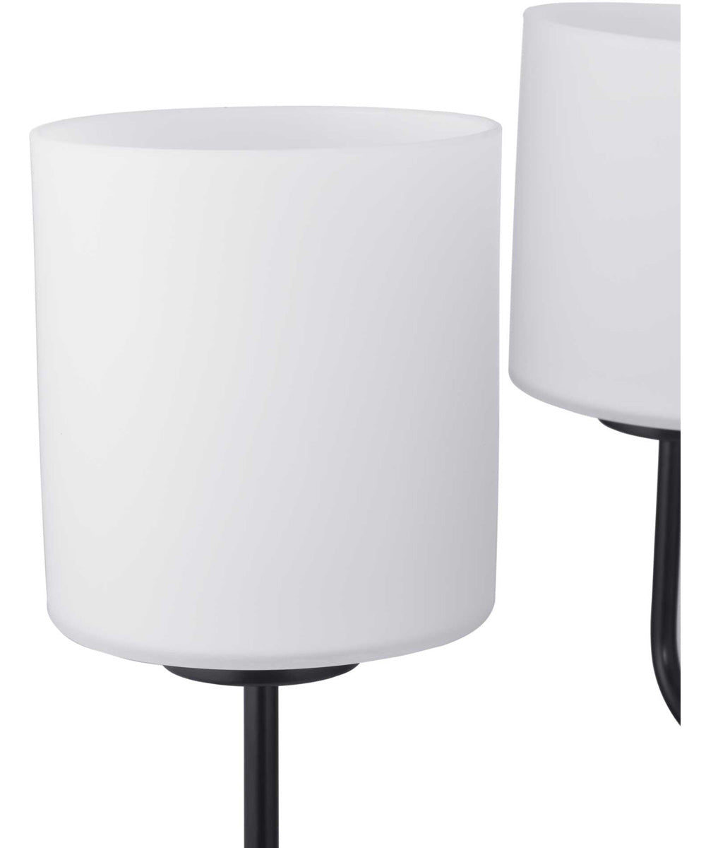 Tobin 5-Light Etched White Glass Modern Chandelier Light Matte Black