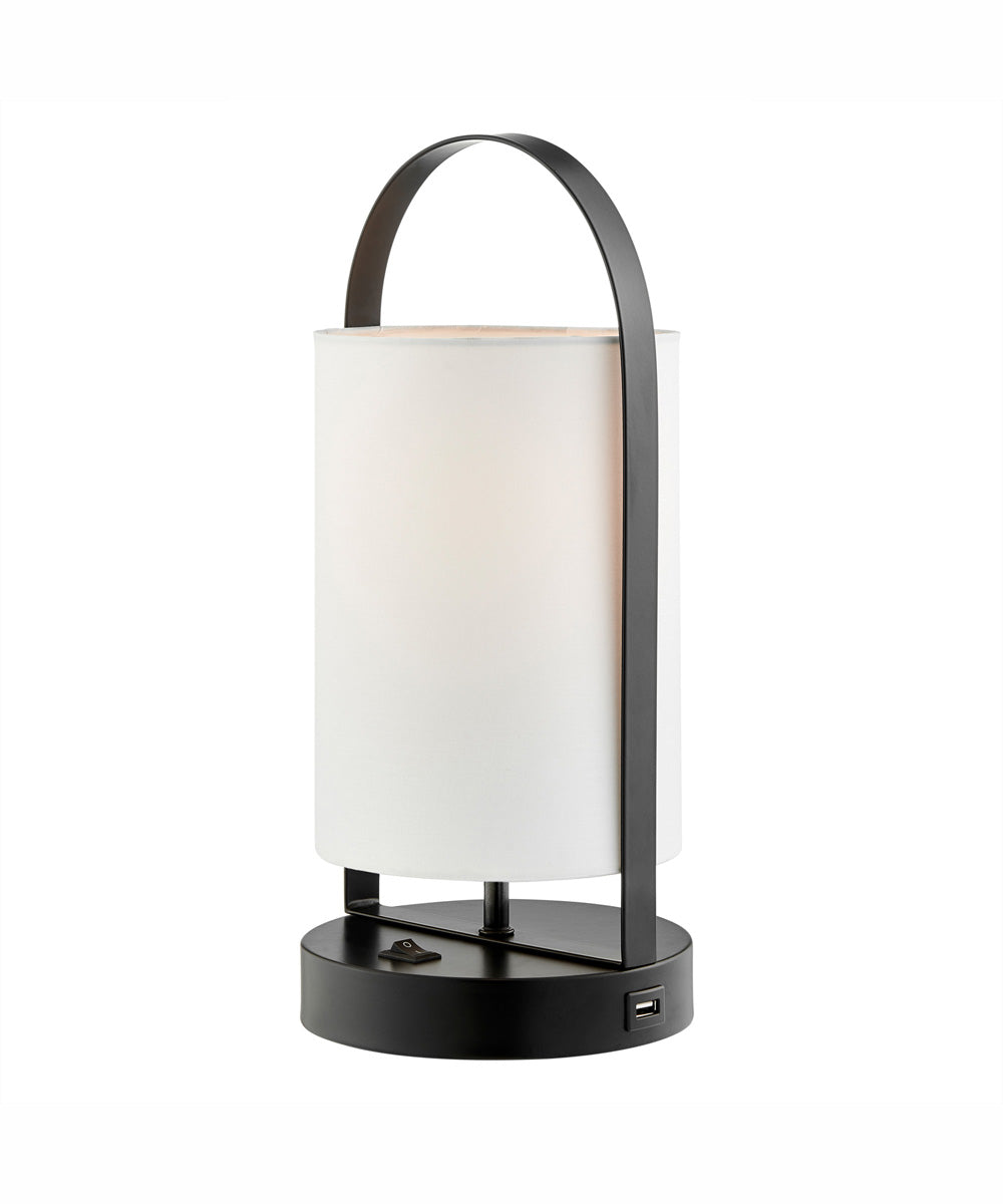 Obelia 1-Light 2 Pack-Table Lamp Black/Fabric Shade With Usb