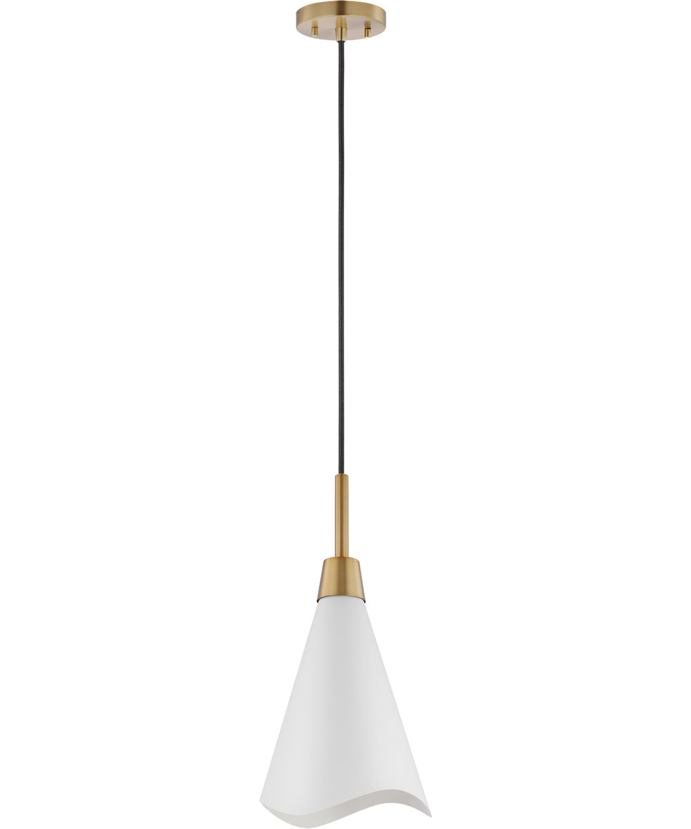 Tango 1-Light Pendant Matte White / Burnished Brass
