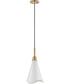 Tango 1-Light Pendant Matte White / Burnished Brass