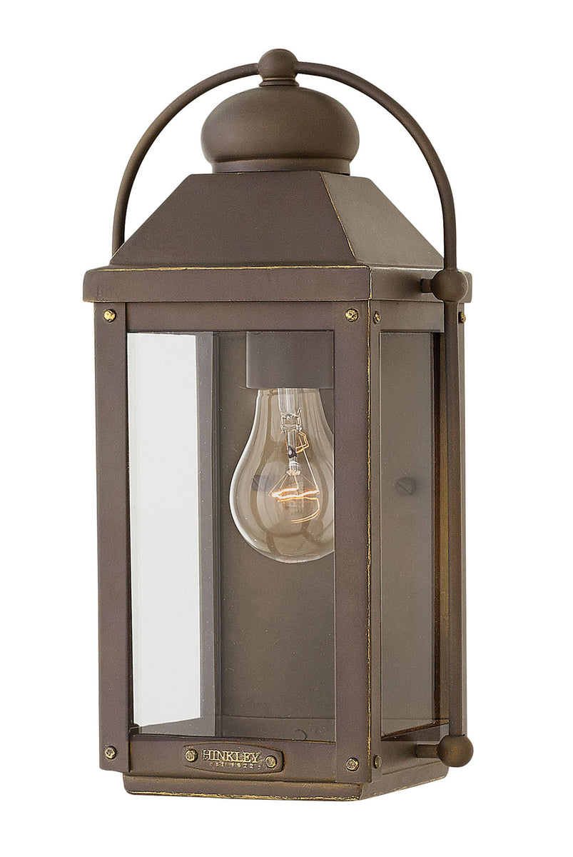 13"H Anchorage 1-Light Small Outdoor Wall Light in Light Oiled Bronze