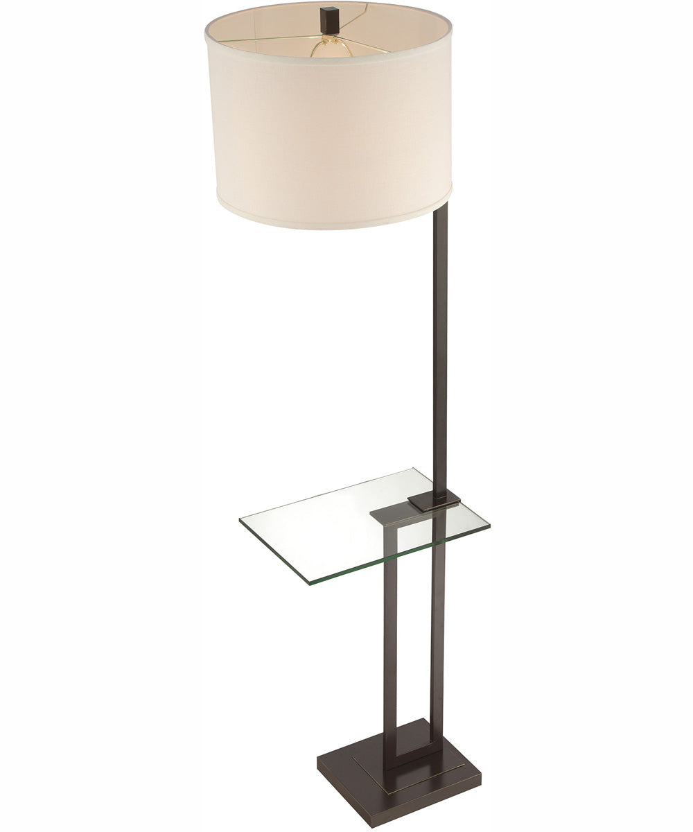 Rudko 1-Light Floor Lamp With Glass Table D.Bronze/Linen Shade
