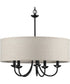 Drum Shade 5-Light Harvest Linen Shade Farmhouse Chandelier Light Matte Black