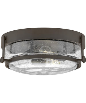Harper 3-Light Small Flush Mount in Oil Rubbed Bronze with Clear Seedy glass