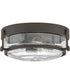 Harper 3-Light Small Flush Mount in Oil Rubbed Bronze with Clear Seedy glass