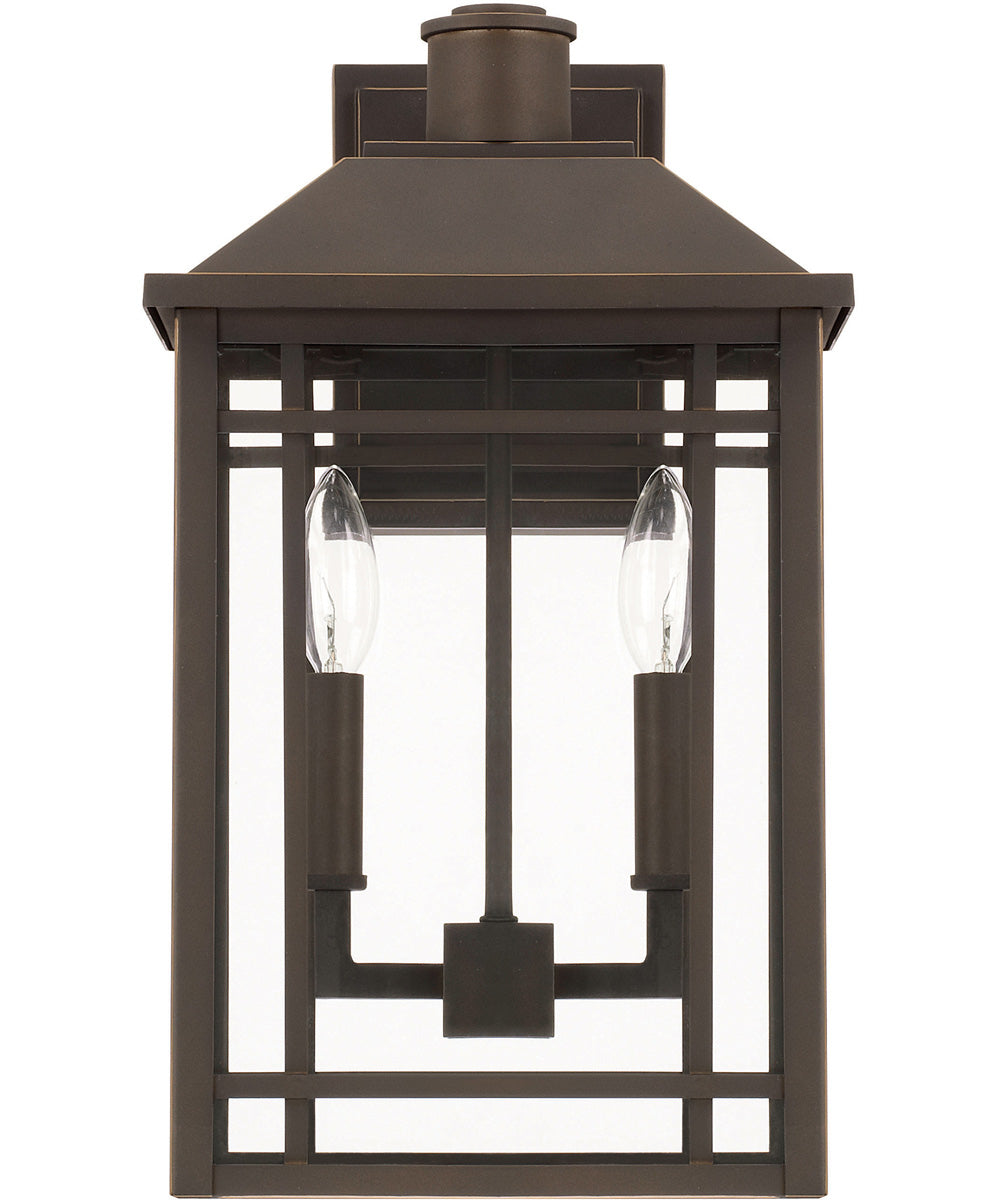 Braden 2-Light Outdoor Wall Mount Rain or Shine - Oiled Bronze with Clear Glass