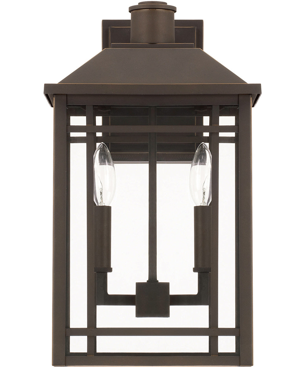 Braden 2-Light Outdoor Wall Mount In Oiled Bronze With Clear Glass