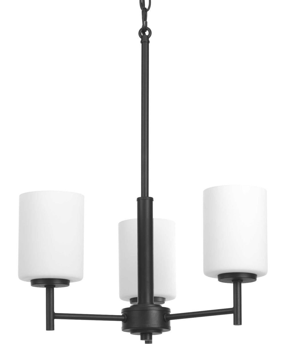 Replay 3-Light Etched White Glass Modern Chandelier Light Textured Black