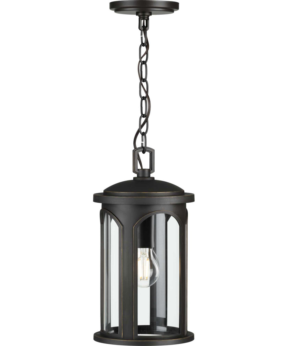 Gables 1-Light Clear Glass Transitional Style Outdoor Hanging Pendant Lantern with DURASHIELD Antique Bronze
