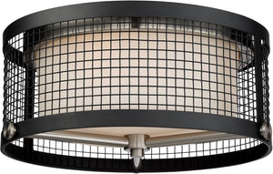 17"W Pratt 3-Light Close-to-Ceiling Black / Brushed Nickel Accents