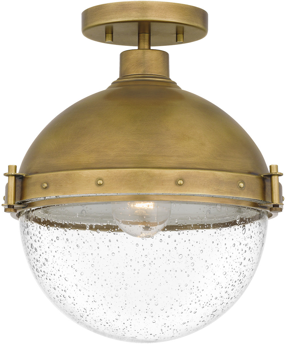 Perrine 1-light Semi Flush Mount Weathered Brass
