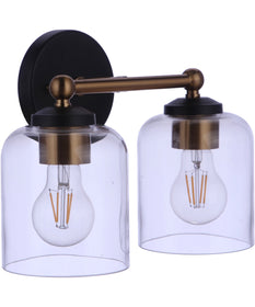 Coppa 2-Light Vanity Flat Black/Satin Brass