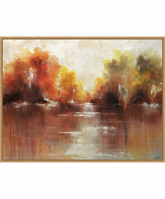 Framed Jeweled Water by Sydney Edmunds Canvas Wall Art Print (42  W x 32  H), Sylvie Maple Frame