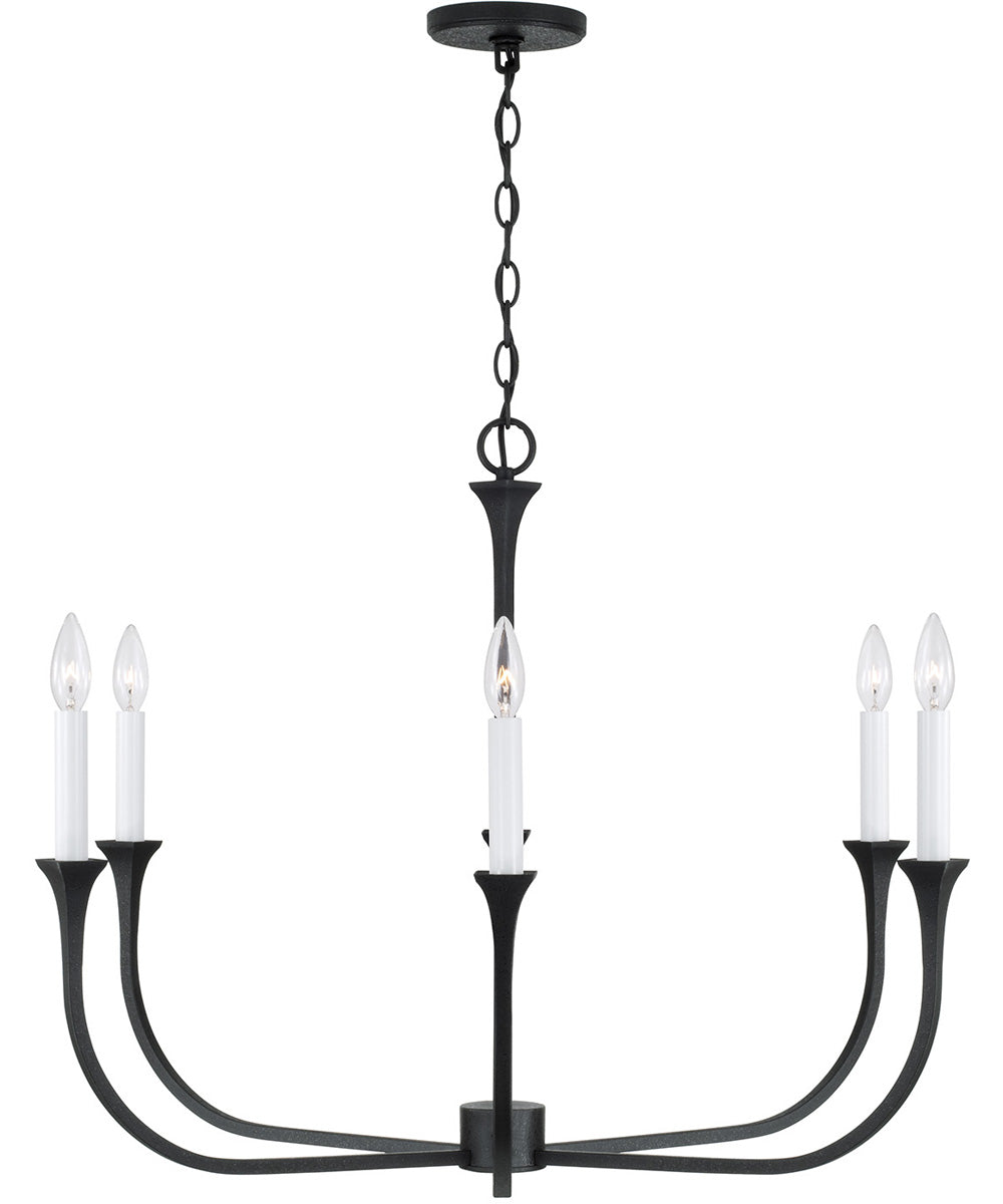 Decklan 6-Light Chandelier Black Iron