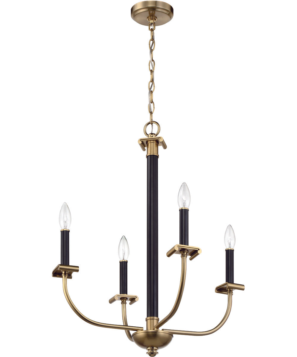 Stanza 4-Light Chandelier Flat Black/Satin Brass