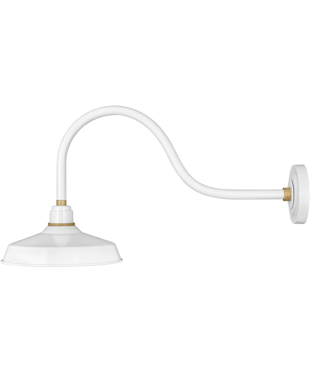 1-Light Large Gooseneck Outdoor Barn Light in Gloss White