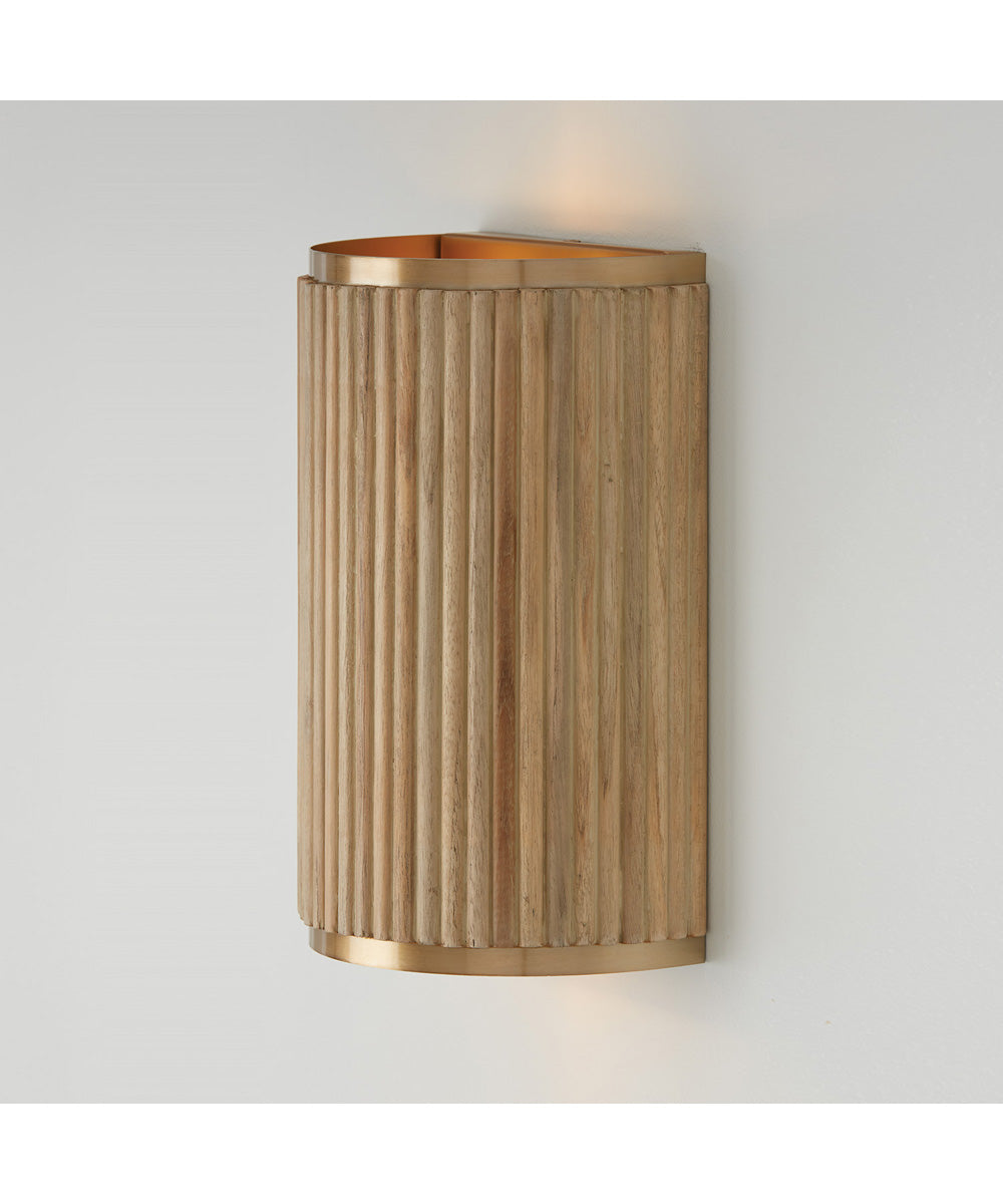 Donovan 2-Light Sconce White Wash and Matte Brass