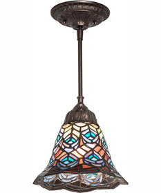 8" Wide Tiffany Peacock Feather Mini Pendant