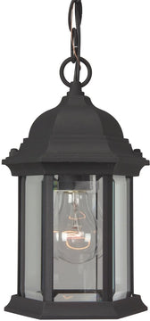 7"W Hex Style 1-Light Outdoor Pendant Matte Black