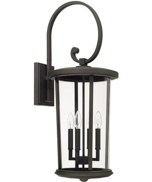 Howell 4-Light Outdoor Wall Mount In Oiled Bronze With Clear Glass