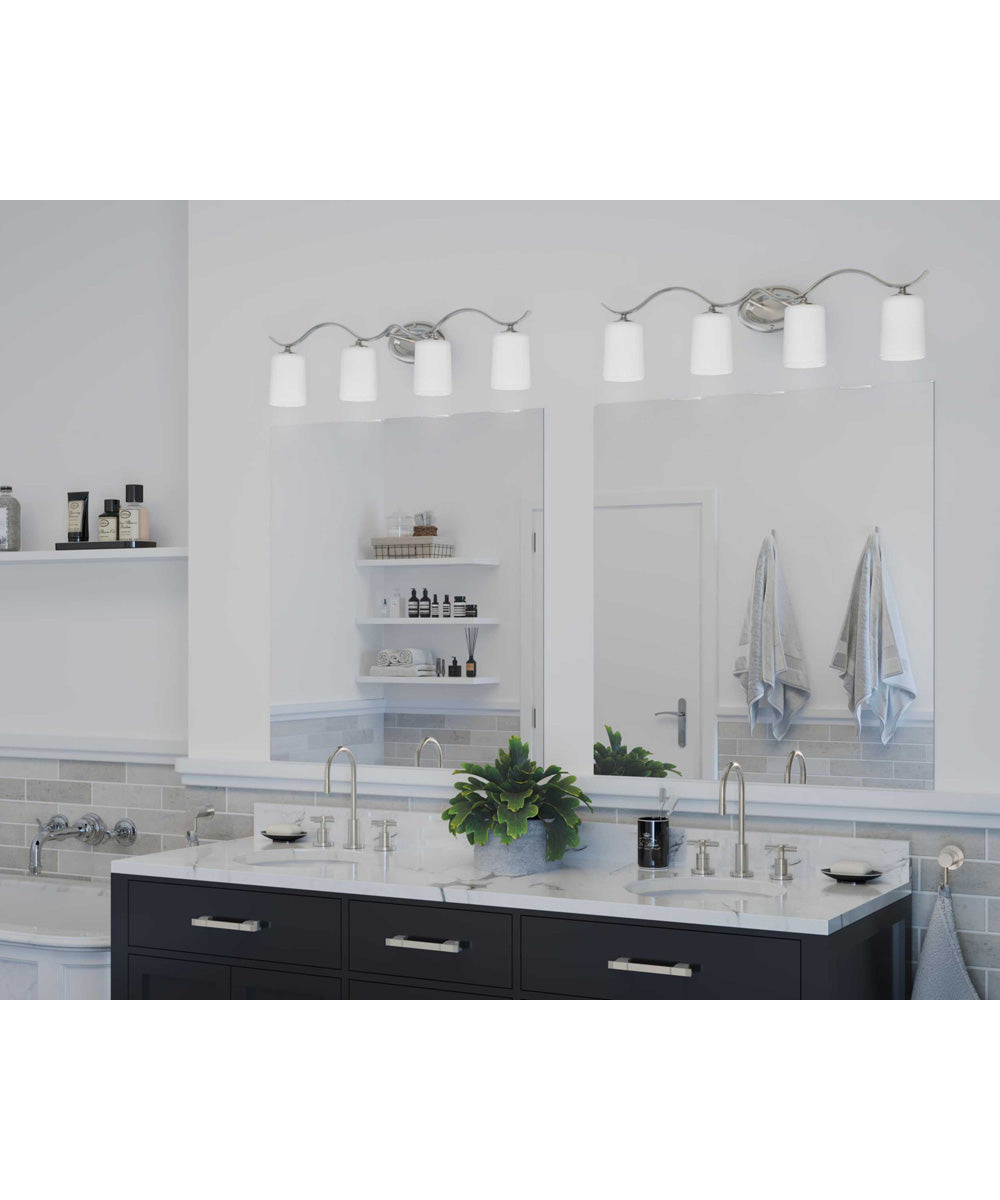Inspire 4-Light Etched Glass Traditional Bath Vanity Light Brushed Nickel