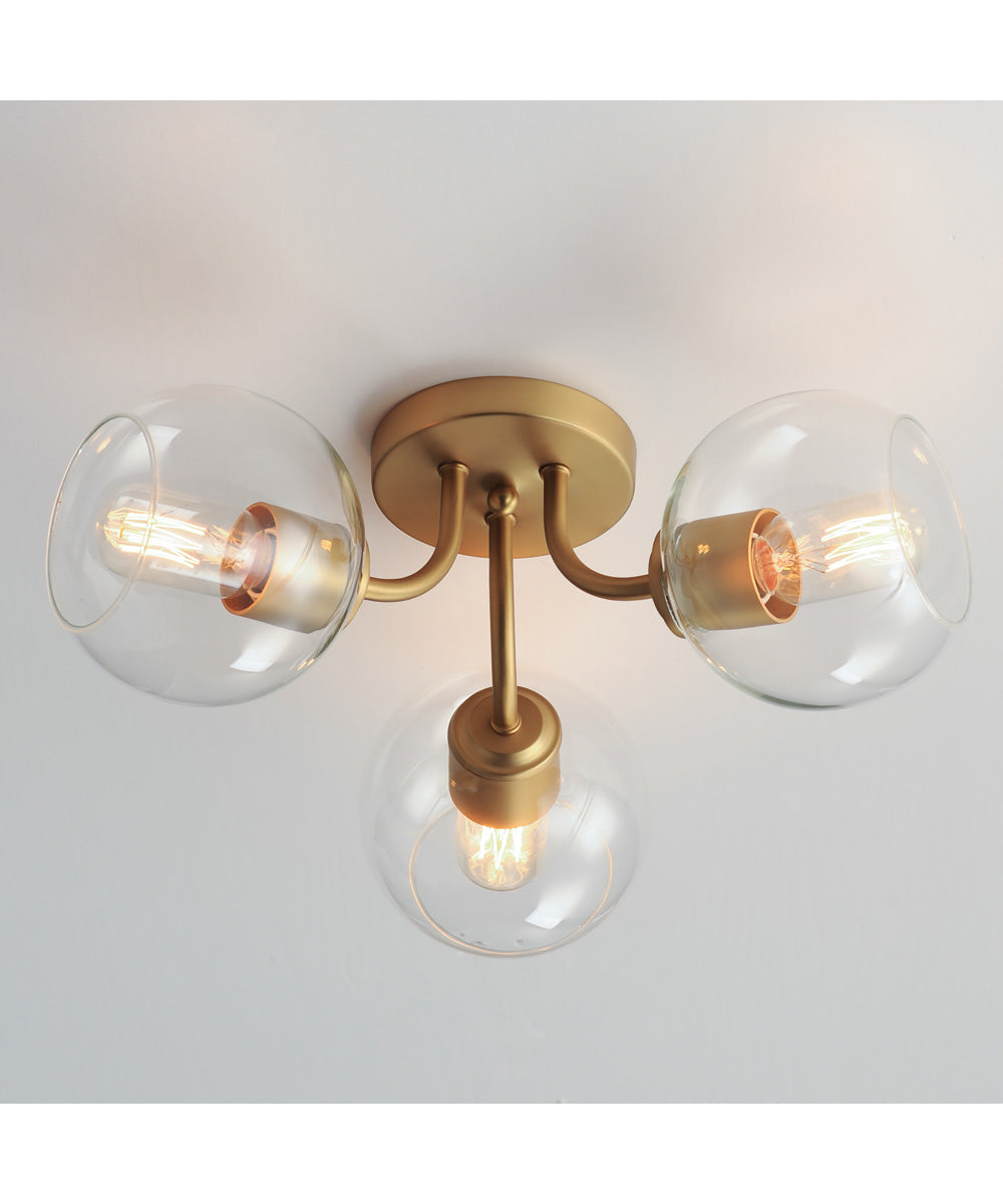 Knox 3-Light Semi-Flush Mount Natural Aged Brass