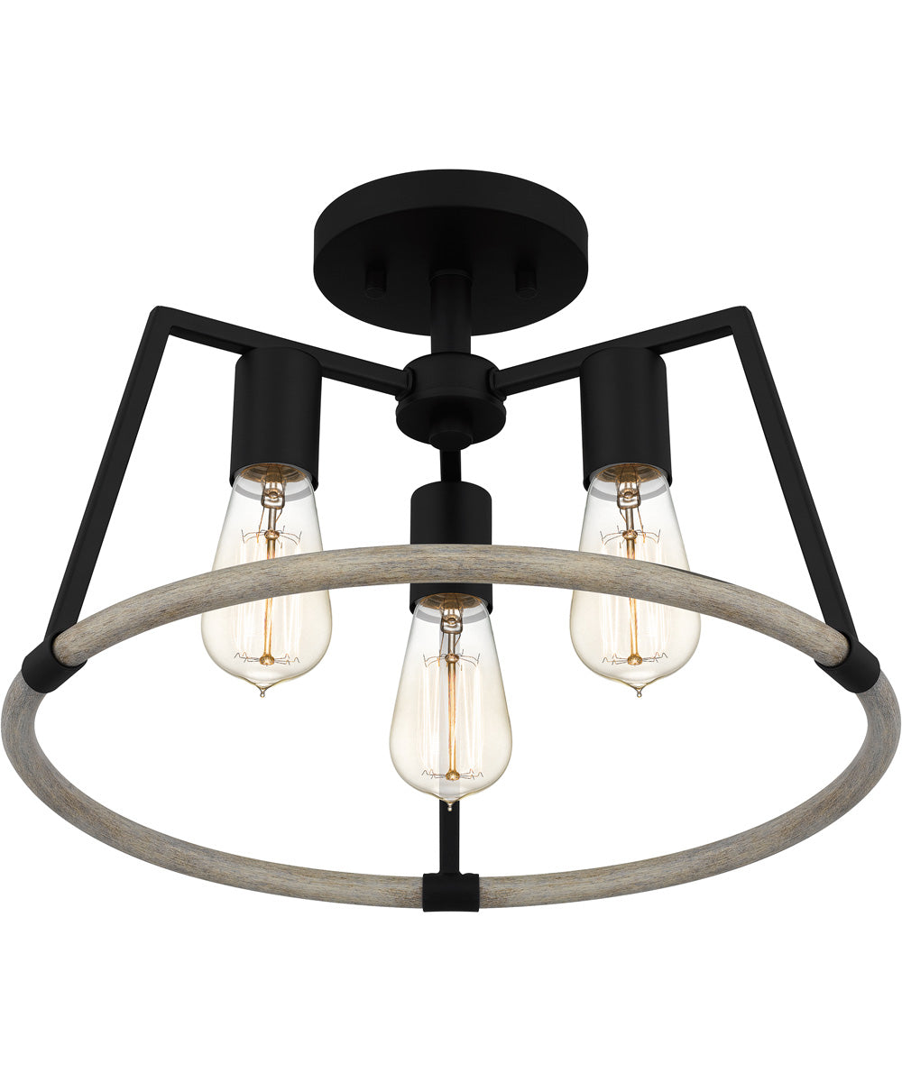 Tippet 3-light Semi Flush Mount Matte Black
